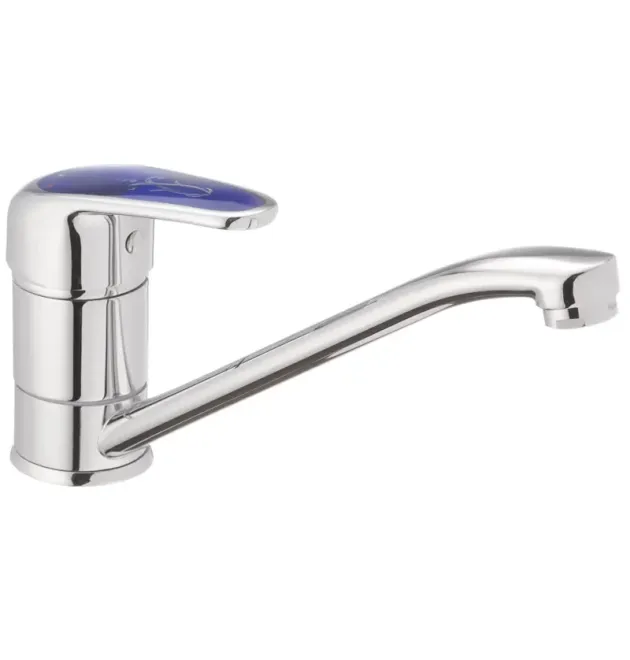Змішувач для кухні HAIBA MAGIC 555 NUT BLUE, хром, одноважільний, з поворотним виливом