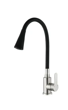 Змішувач для кухні MIXXUS DAX-011-T REFL.BLACK із гнучким виливом із нержавіючої сталі SUS304