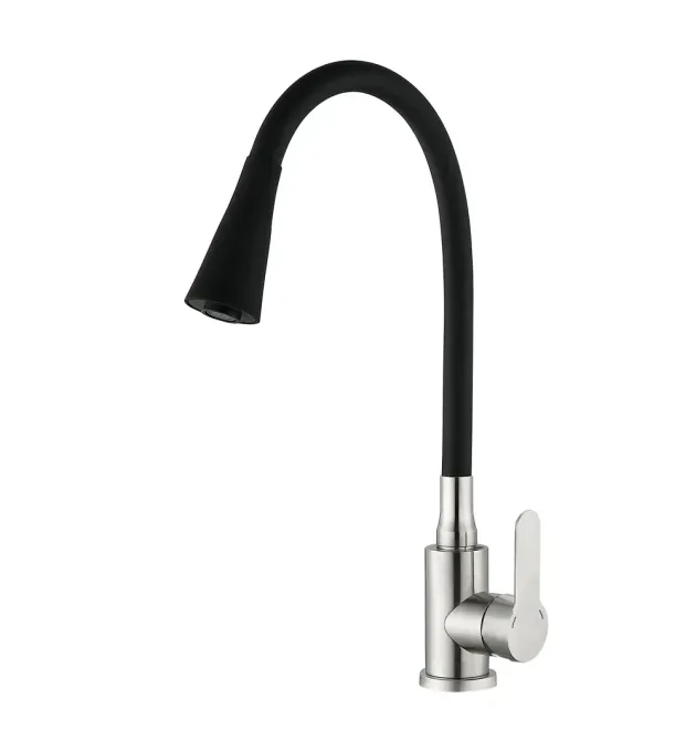 Змішувач для кухні MIXXUS DAX-011-T REFL.BLACK із гнучким виливом із нержавіючої сталі SUS304