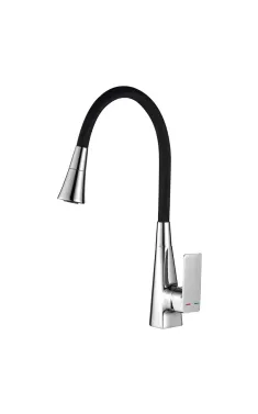 Змішувач для кухні MIXXUS ETNA 014-T NUT REFL.BLACK із гнучким силіконовим виливом, хром