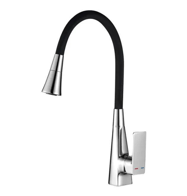 Змішувач для кухні MIXXUS ETNA 014-T NUT REFL.BLACK із гнучким силіконовим виливом, хром
