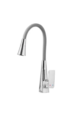Змішувач для кухні MIXXUS ETNA 014-T NUT REFL.GREY із гнучким силіконовим виливом, хром