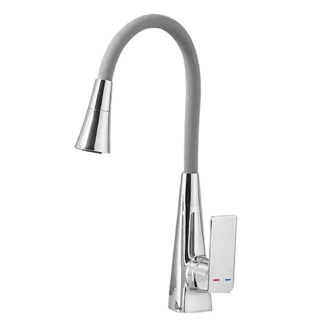 Змішувач для кухні MIXXUS ETNA 014-T NUT REFL.GREY із гнучким силіконовим виливом, хром