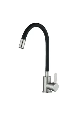Змішувач для кухні MIXXUS FAN-011 REFL.BLACK з гнучким виливом із нержавіючої сталі SUS304