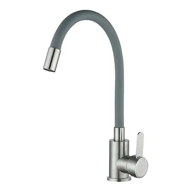 Змішувач для кухні MIXXUS FAN-011 REFL.GRAY з гнучким виливом із нержавіючої сталі SUS304