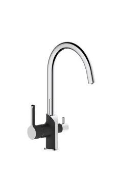 Смеситель для кухни MIXXUS PREMIUM EDEM 021 BLACK, черный матовый с хромом, выход для питьевой воды