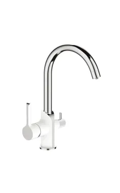 Смеситель для кухни MIXXUS PREMIUM EDEM 021 WHITE, белый матовый с хромом, выход для питьевой воды