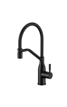 Смеситель для кухни MIXXUS PREMIUM GRAVITY 017, чёрный с чёрным гибким изливом