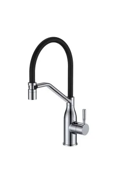 Смеситель для кухни MIXXUS PREMIUM GRAVITY 017, хром с чёрным гибким изливом