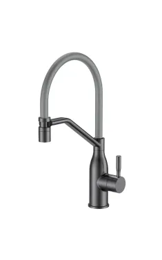 Смеситель для кухни MIXXUS PREMIUM GRAVITY 017 NUT GRAPHITE REFL.GRAY, графит, гибкий серый излив