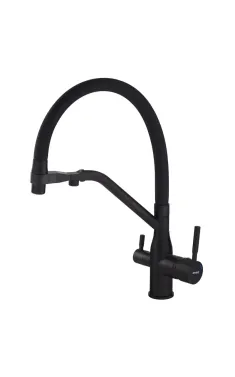 Смеситель для кухни MIXXUS PREMIUM GRAVITY 021 BLACK REFL.BLACK, черный с гибким изливом, выход для питьевой воды