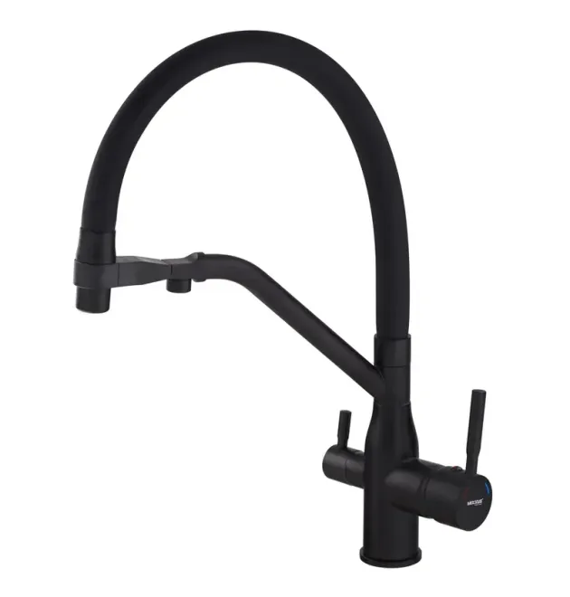 Змішувач для кухні MIXXUS PREMIUM GRAVITY 021 BLACK REFL.BLACK, чорний із гнучким виливом, вихід для питної води