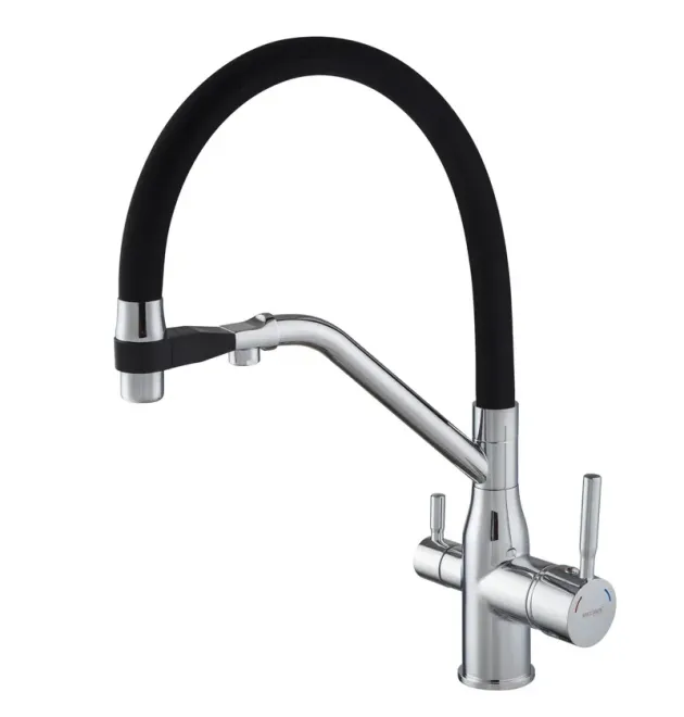 Смеситель для кухни MIXXUS PREMIUM GRAVITY 021 REFL.BLACK, хром с черным гибким изливом, выход для питьевой воды