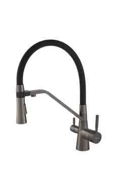 Змішувач для кухні MIXXUS PREMIUM MAGNET 021 GRAPHITE REFL.BLACK, графіт із чорним гнучким виливом, вихід для питної води