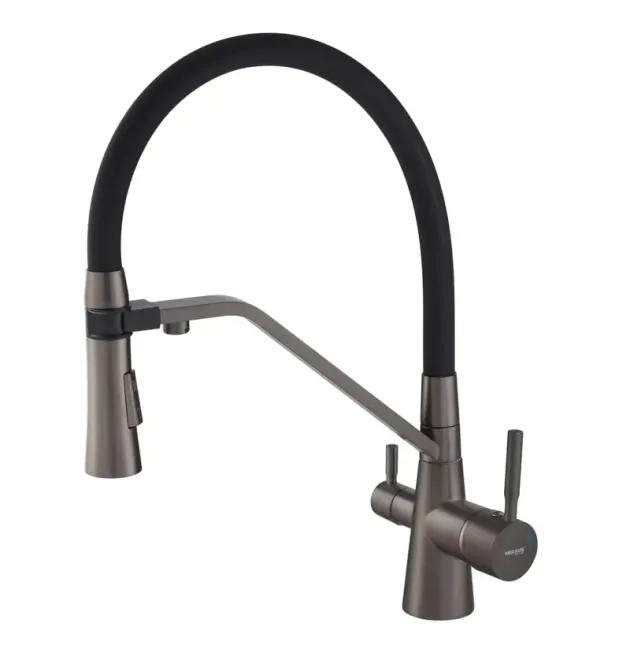 Змішувач для кухні MIXXUS PREMIUM MAGNET 021 GRAPHITE REFL.BLACK, графіт із чорним гнучким виливом, вихід для питної води