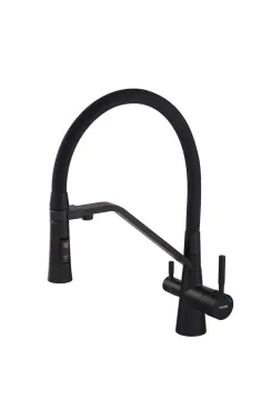 Змішувач для кухні MIXXUS PREMIUM MAGNET 021 з гнучким виливом і виходом для питної води, чорний