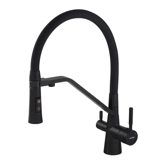 Змішувач для кухні MIXXUS PREMIUM MAGNET 021 з гнучким виливом і виходом для питної води, чорний