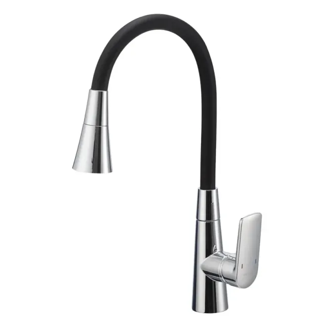 Змішувач для кухні MIXXUS PREMIUM MATIS 011-T NUT REFL.BLACK, хром і чорний силіконовий вилив