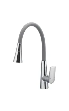 Змішувач для кухні MIXXUS PREMIUM MATIS 011-T NUT REFL.GRAY, хром і сірий силіконовий вилив