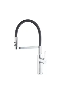 Змішувач для кухні MIXXUS PREMIUM PULL 017 REFL.BLACK, хром і чорний силіконовий вилив