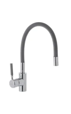 Змішувач для кухні MIXXUS PREMIUM RIO 011 REFL.GRAY з гнучким виливом, хром і сірий