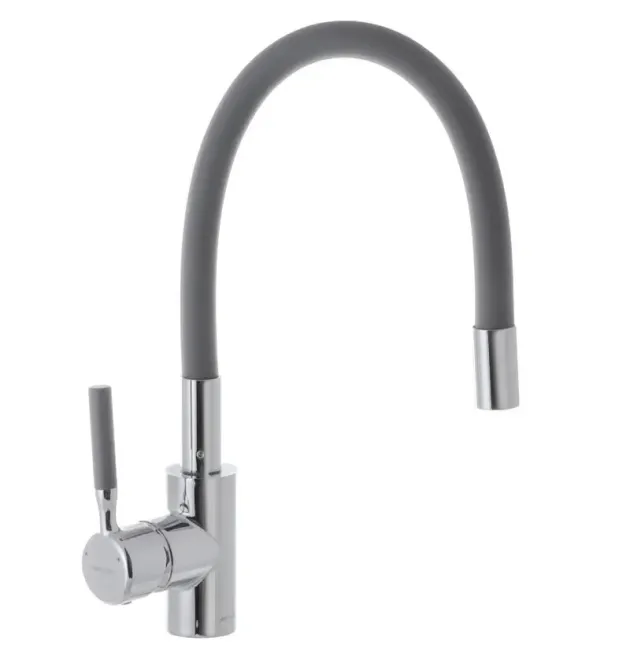 Змішувач для кухні MIXXUS PREMIUM RIO 011 REFL.GRAY з гнучким виливом, хром і сірий