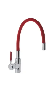 Змішувач для кухні MIXXUS PREMIUM RIO 011 REFL.RED з гнучким виливом, хром і червоний
