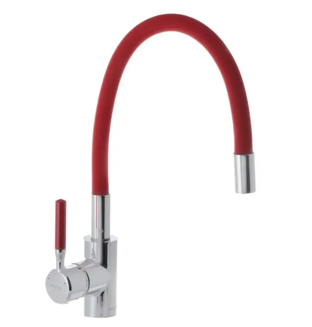 Смеситель для кухни MIXXUS PREMIUM RIO 011 REFL.RED с гибким изливом, хром и красный