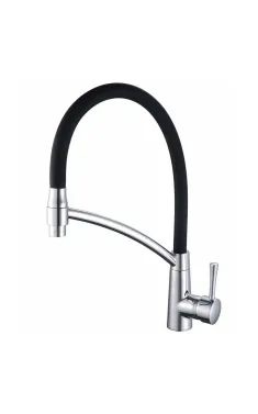 Змішувач для кухні MIXXUS PREMIUM ROSSI 017 REFL.BLACK з гнучким виливом, хром і чорний