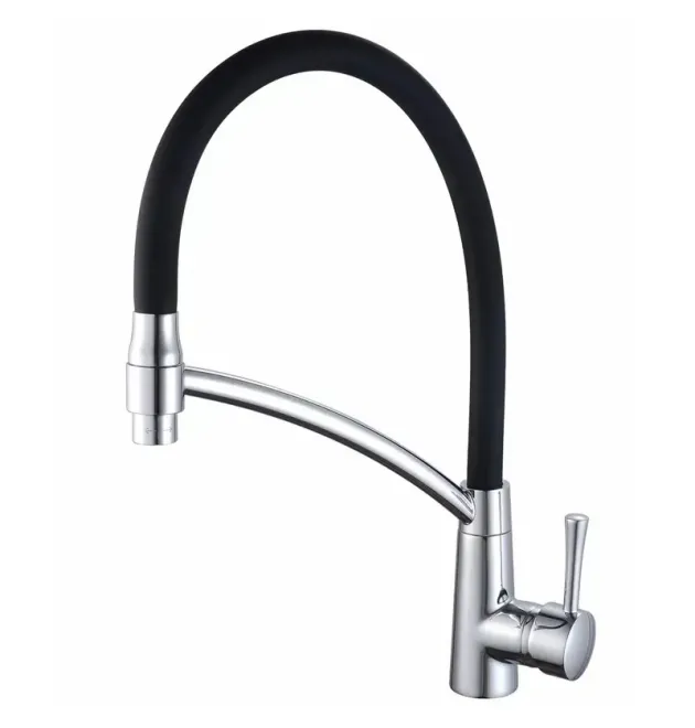 Смеситель для кухни MIXXUS PREMIUM ROSSI 017 REFL.BLACK с гибким изливом, хром и чёрный