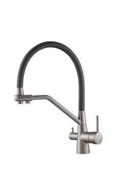 Смеситель для кухни MIXXUS PREMIUM SENNA 021 GRAPHITE REFL.BLACK, графит с черным гибким изливом, выход для питьевой воды