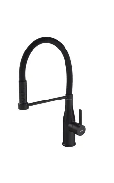 Змішувач для кухні MIXXUS PREMIUM SUMMER 017 BLACK REFL.BLACK з гнучким виливом, чорний