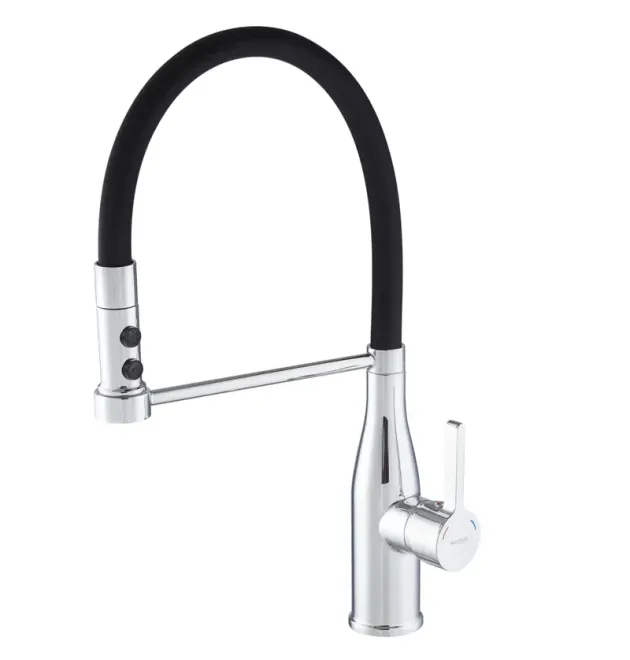 Змішувач для кухні MIXXUS PREMIUM SUMMER 017 REFL.BLACK з гнучким виливом, хром і чорний