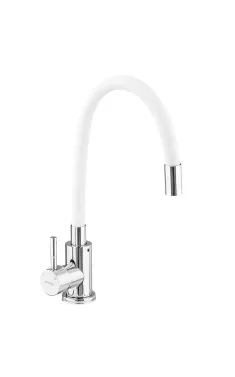 Змішувач для кухні MIXXUS SUS-011 CHROME REFL.WHITE із гнучким виливом із нержавіючої сталі SUS304