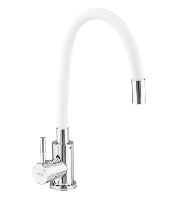Змішувач для кухні MIXXUS SUS-011 CHROME REFL.WHITE із гнучким виливом із нержавіючої сталі SUS304
