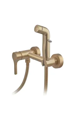 Змішувач настінний з гігієнічним душем ZERIX REX-222 BRUSHED GOLD з нерж. сталі (Колір матове золото) (ZX6122)