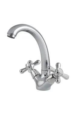 Змішувач для умивальника HAIBA DOMINOX 272 NUT, хром, латунь, двовентильний, поворотний вилив