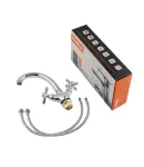 Змішувач для умивальника HAIBA DOMINOX 272 NUT, хром, латунь, двовентильний, поворотний вилив — фото 3