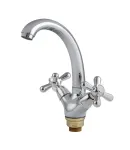 Змішувач для умивальника HAIBA DOMINOX 272 NUT, хром, латунь, двовентильний, поворотний вилив — фото 5