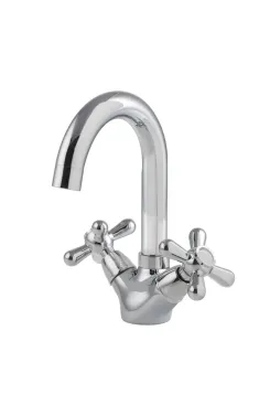 Змішувач для умивальника HAIBA DOMINOX 274 NUT, хром, латунь, двовентильний, поворотний вилив