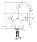 Смеситель для умывальника HAIBA DOMINOX 274 NUT, хром, латунь, двухвентильный, поворотный излив — фото 3