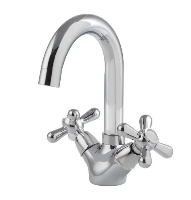 Смеситель для умывальника HAIBA DOMINOX 274 NUT, хром, латунь, двухвентильный, поворотный излив
