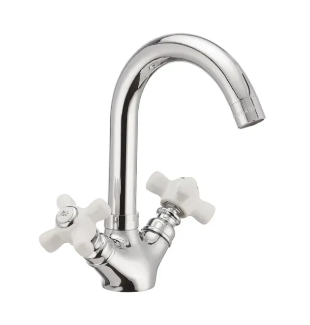 Змішувач для умивальника HAIBA ODYSSEY 274 NUT, хром, латунь, двовентильний, поворотний вилив