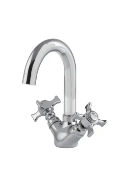 Змішувач для умивальника HAIBA ZEUS 274 NUT, хром, латунь, двовентильний, поворотний вилив