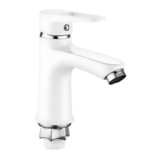 Змішувач для умивальника MIXXUS ELBA 001 NUT WHITE, білий, без підведення