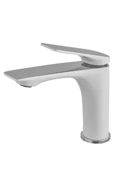 Змішувач для умивальника MIXXUS PREMIUM DERBY 001 NUT WHITE-CHROME, білий матовий/хром