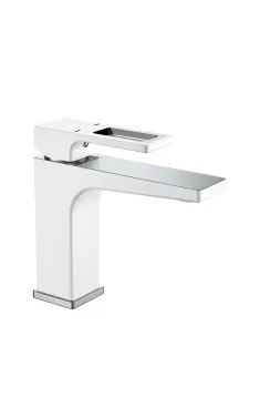 Змішувач для умивальника MIXXUS PREMIUM WALTER 001 NUT WHITE-CHROME, білий матовий хром
