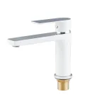 Смеситель для умывальника с удлиненным изливом HAIBA ALEX 001 LONG NUT WHITE-CHROME (Цвет белый матовый/хром) — фото 2