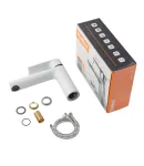 Смеситель для умывальника с удлиненным изливом HAIBA ALEX 001 LONG NUT WHITE-CHROME (Цвет белый матовый/хром) — фото 4
