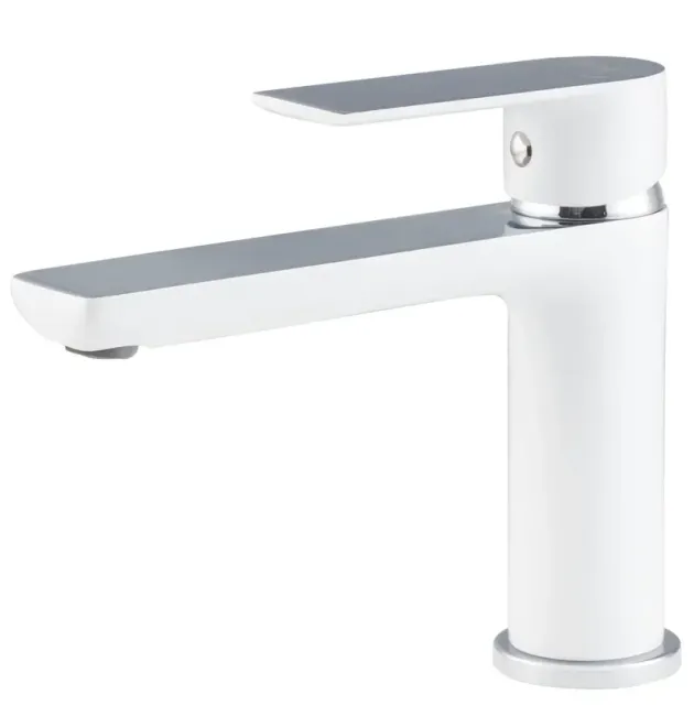 Смеситель для умывальника с удлиненным изливом HAIBA ALEX 001 LONG NUT WHITE-CHROME (Цвет белый матовый/хром)